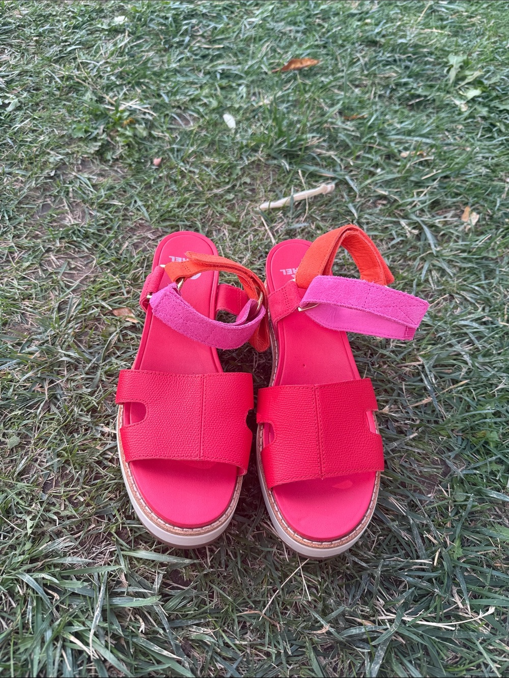 Sorel Girls Colorblock Sandals in Bright Red with Pink and Orange Straps